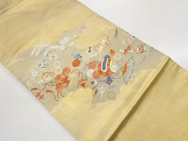 JAPANESE KIMONO / NAGOYA OBI / WOVEN CLOUD & TREASURE